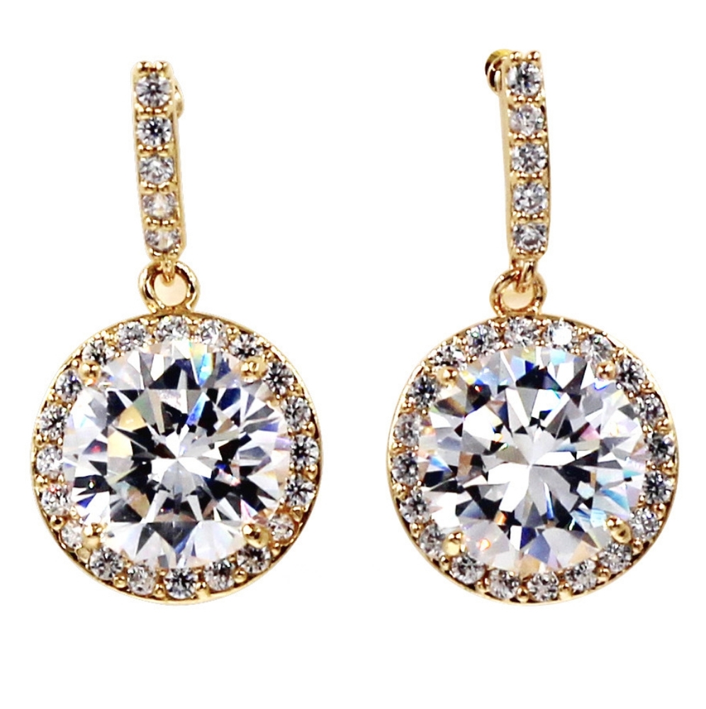 Gold simple large crystal earrings